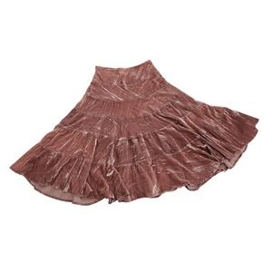 Aqua Bloomingdales Vintage Rose Pink Velvet Tiered Skirt Sz. Small